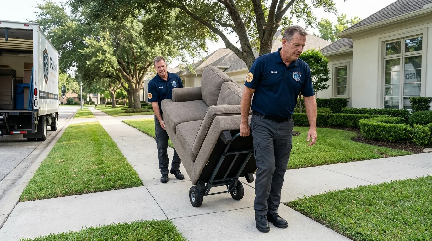 Local residential moving crew loading furniture in Wanamingo, MN